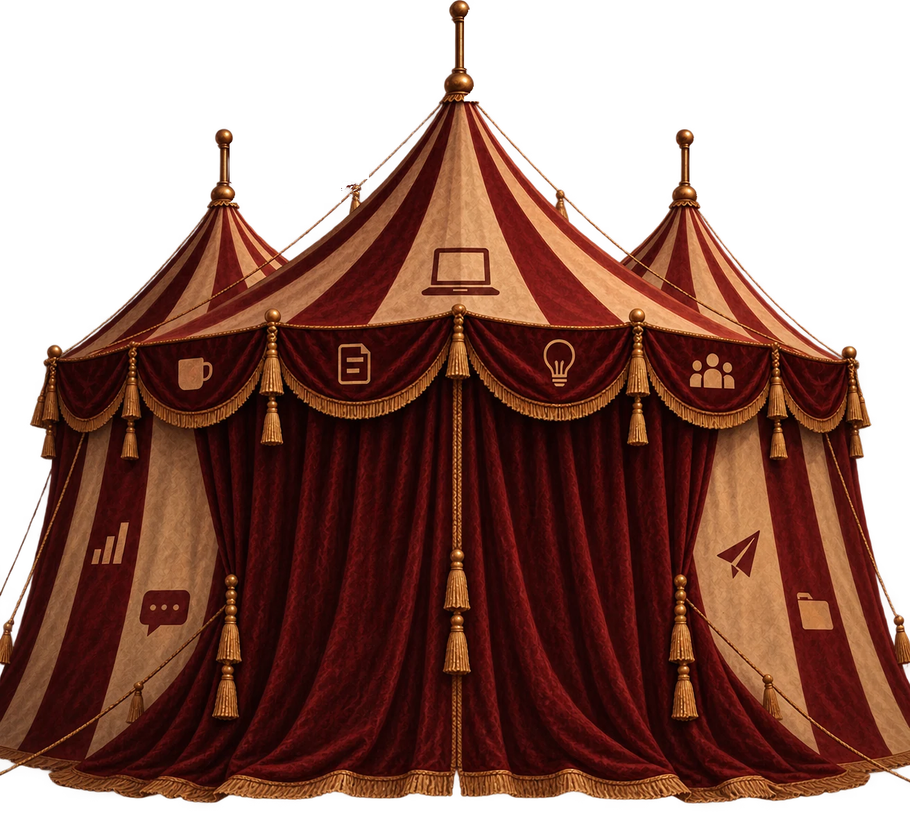 A velvet big top with its curtains closed